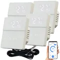 Produktbild: revolt Raumthermostate: 4er-Set WLAN-Fußbodenheizung-Thermostate mit App, weiß (Fußbodenheizung-Thermostat Aufputz, Elektronisches Raumthermostat, Infrarotheizung)