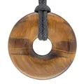 Produktbild: Tigerauge Donut 30 mm Anhänger mit Baumwollband | Edelsteinschmuck