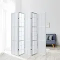 Produktbild: Homestyle4u Paravent Raumteiler 5 teilig Holz Weiss Reispapier Weiß Höhe 175 cm - Weiß