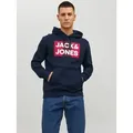 Produktbild: Kapuzensweatshirt »JJECORP Kapuze und Frontprint«, bedruckt, modisch, regular fit, Baumwollmischung, Rundhals, Gr. XL, Navy Blazer, , 23246745-XL