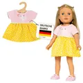 Produktbild: Heless 1360 - Puppenkleidung im Design Bunny Lou, Kleid mit Hasenapplikation für Puppen und Kuscheltiere der Größe 28-35 cm