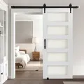 Produktbild: VEVOR Schiebetür im Scheunenstil Schiebetürsystem (914 x 2134 mm) aus hochfesten MDF-Platten & Milchglas, Scheunentor mit Hardware-Kit & wasserfeste
