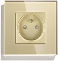 Produktbild: Einzelne goldene 230V-Stiftsteckdose mit Glasrahmen__