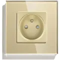 Produktbild: Steckdose mit 230-V-Stift, einfach goldfarben, mit Glasrahmen