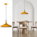 Produktbild: bamyum Champion Hängelampe Küche aus Holz und Metall 35 cm, Pendelleuchte Esstisch, Hängelampe Wohnzimmer, Küchenlampe Hängend, Deckenlampe Kinderzimmer E27, Pendelleuchte Dunkelgelb für Schlafzimmer