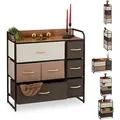 Produktbild: Relaxdays Schubladenschrank, 7 Stoff Fächer, Ablage, Schränkchen, Stahlgestell, Minikommode Hbt 79 X 80 X 31,5cm, Braun