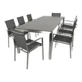 Produktbild: DEGAMO Garnitur SYDNEY 9-teilig, Edelstahl + Glas + Kunstgewebe grau