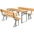 Produktbild: Bierzeltgarnitur 3-teilig klappbar Tannenholz Rückenlehne braun - Braun