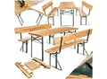Produktbild: tectake® Bierzeltgarnitur, 3-teilig, klappbar, abnehmbare Rückenlehnen, beschichtetes Stahlgestell mit soliden Scharnieren, robustes Tannenholz mit Schutzlackierung