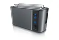 Produktbild: Arendo Toaster Langschlitz, Display mit Restzeitanzeige, Krümelschublade, Edelstahl, 2 lange Schlitze, für 4 Scheiben, 1500 W, Wärmeisolierendes Gehäuse mit Brötchenaufsatz, Defrost Funktion