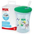 Produktbild: NUK Action Cup Trinkbecher Kinder | 12+ Monate | 230 ml | Drehdeckel mit weichem Strohhalm | auslaufsicher | BPA-frei | grüner Leopard