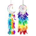 Produktbild: DUGYIRS 2 Stück Traumfänger Handgemachte Häkelarbeit Farbe Feder Dream ​Catchers Wandkunst Dekorationen für Home Ornament Mädchen Festival Geschenke