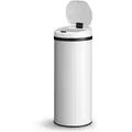 Produktbild: Automatik Mülleimer Mit Sensor 50l - Elektrischer Abfalleimer, Bewegungssensor, Automatischer Deckel, Wasserdicht, Klemmring, Küche - Weiß - Juskys