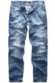 Produktbild: REPUBLIX Herren Jeans Regular Straight Fit Denim Hose Destroyed Hellblau (Patches) W32/L34