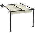 Produktbild: Terrassendach Pergola Ca. 3x3m Gartenpavillon Aus Aluminium, Wandmontage Garten Pavillon Mit Verstellbares Dach, Sonnenschutz Terrassendachung Für Garten Terrasse, Cremeweiß - Outsunny