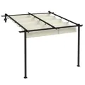 Produktbild: Outsunny Terrassendach Pergola ca. 3x3m Gartenpavillon aus Aluminium, Wandmontage Garten Pavillon mit Verstellbares Dach, Sonnenschutz Terrassendachung für Garten Terrasse, Cremeweiß