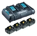Produktbild: Makita Akku-Power Source-Kit 18V LXT, 18V, 4 x 6 Ah Li-Ion mit Doppel-Schnellladegerät - 199485-6