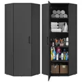 Produktbild: Bellamio Apol Eckschrank schwarz – großer Mehrzweckschrank – Allzweckschrank aus Holz – Haushaltsschrank mit 5 Fächern – Aktenschrank für Flur/Küche/Büro – Putzschrank – Aufbewahrungsschrank