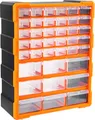 Produktbild: Amazon Basics Aufbewahrungsschrank zur Wandmontage mit 39 Schubladen, für Eisenwaren und Bastelzubehör, Schwarz, 38 L x 15.9 W x 47.3 H cm (L x B x H)