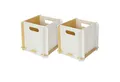 Produktbild: HMF Aufbewahrungsbox Praktische Regalbox aus Holz zum Zusammenstecken (2 St), Holzbox passend für Bücherregale, 25 x 25 x 25 cm, Weiß