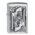 Produktbild: Feuerzeug Zippo Revolver aus Chrom gebürstet in silber seidenmatt mit Emblem