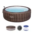 Produktbild: Bestway® Lay-Z-SPA® Energiespar-Whirlpool Bali AirJet™ mit App-Steuerung + integrierter UltraFit™ -Pumpeneinheit, für 7 Personen Ø 216 x 71 cm, Rattan-Optik (Schokobraun)