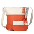 Produktbild: Zwei Damen Umhängetasche JANA J10 Crossbody Bag 5 Liter Handtasche im Canvas-Stil im Bicolor-Design + passender Kosmetikbeutel/Geldbeutel gratis (papaya)