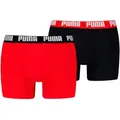 Produktbild: PUMA Herren Boxershorts, 2er Pack - Everyday Basic Boxers 2P, Cotton Stretch, einfarbig Schwarz/Rot L