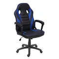 Produktbild: Bürostuhl MCW-F59, Schreibtischstuhl Drehstuhl Racing-Chair Gaming-Chair, Kunstleder ~ schwarz/blau