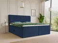 Produktbild: Boxspringbett Mollo mit 2 Bettkästen, Doppelbett mit Bonell-Matratze und Topper, Polsterbett in weichem Cordstoff, Bett, Boxbett, Bettgestell für Schlafzimmer (Blau (Tilia 77), 140 x 200 cm)