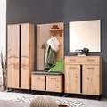 Produktbild: Homestyle4u 2209 Garderobenset 5-teilig Komplettset Holz Eiche Grau Flurgarderobe Sitzbank Garderobenmöbel Flurmöbel Set