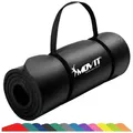 Produktbild: MOVIT Yogamatte XXL Pilates Gymnastikmatte, Yogamatte, Training (Schadstoffgeprüft, mit Verschlussband), 190x100x1,5cm oder 190x60x1,5cm oder 183x60x1,0cm, Größen-, Farbwahl schwarz 60 cm x 190 cm x 1.5 cm