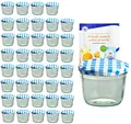 Produktbild: MamboCat 40er Set Sturzgläser 230 ml mit blau kariertem Deckel to 82 inkl. Diamant Gelierzauber Rezeptheft Marmeladengläser Einmachgläser Einweckgläser