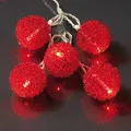 Produktbild: LED Lichterkette mit Metallbällen rot 20 LED weiß, 285cm Lichtlänge, Indoor, ...
