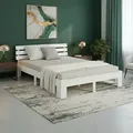 Produktbild: Homestyle4u Holzbett 140x200 Doppelbett mit Lattenrost Weiss Kiefer Massivholz - Weiß