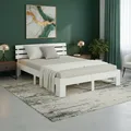 Produktbild: Doppelbett 140x200 aus Massivholz Weiß mit Lattenrost – Holzbett Homestyle4u