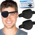 Produktbild: 3D Augenklappen Erwachsene Verstellbar Amblyopie Piratenkostüm 2 Stück Schwarz