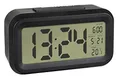 Produktbild: TFA Dostmann Lumio Digitaler Wecker, 60.2018.01, mit Innentemperatur, Anzeige von Uhrzeit und Datum, automatische Nachtbeleuchtung, LCD Display, schwarz, L 138 x B 48 x H 79 mm