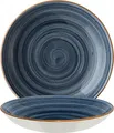 Produktbild: Bonna 6x Suppenteller Pastateller Speiseteller Essteller Salatteller Geschirr Teller tief 25cm 130cl Blau Creme Porzellan rund Aura Dusk Bloom Kantenschutz