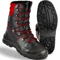 Produktbild: Safetytex Forst-Schnürstiefel - Forststiefel Sägeschutzklasse 1 - Kettensägen Schnittschutzstiefel - Waldarbeiterstiefel Schwarz/Rot - Leder Forst Schnürstiefel - Größe 43