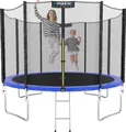 Produktbild: KINETIC SPORTS Trampolin Outdoor SALTO Ø 183/244/305/366/400/430/490 cm - Kindertrampolin Set mit Leiter, Netz, Randpolster, bis zu 160kg