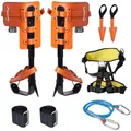 Produktbild: VEVOR Baumkletterspikes-Set, 1 Paar Klettersporne aus legiertem Stahl mit Sicherheitsseil und Sicherheitsgurt, 350 lbs Tragkraft, Baumkletterausrüstung, Baumpflegeausrüstung für Kletterer, Obstpflücken, Orange