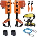 Produktbild: Baumkletterset Aus Legiertem Stahl, Inkl. 1 Paar Spikes, Sicherheitsgurt Und Seil, Trägt Bis Zu 350 Pfund, Unverzichtbare Ausrüstung Für Baumarbeiten Und Obsternte, Orange - Vevor