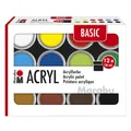 Produktbild: Marabu Acrylfarben Set BASIC, 12 x 18 ml seidenmatte Farben, leicht vermalbar, schnell trocknend, lichtecht, wetterfest, für viele Maltechniken und Untergründe, 1210000000214