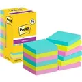 Produktbild: Post-it Super Sticky Notes Haftnotizen Quadratisch 76 x 76 mm Blanko Farbig sortiert Cosmic 90 Blatt Vorteilspack 8 + 4 Gratis