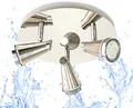 Produktbild: Trango 3-flammig 1009-32R LED Badleuchte IP44 in Rondell, Bad Deckenleuchte in Nickel matt & Chrom, Flurlampe, WC Lampe, Deckenlampe, Deckenstrahler inklusive 3x 5 W GU10 LED Leuchtmittel Spots