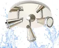 Produktbild: TRANGO LED Deckenstrahler, 3-flammig 1009-32R LED Badleuchte IP44 WET in Rondell, Bad Deckenleuchte in Nickel matt & Chrom, Flurlampe, WC Lampe, Deckenlampe, Deckenstrahler, inklusive 3x 5 W GU10 LED Leuchtmittel Spots schwenkbar