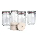 Produktbild: SOFTCOREFOOD Drahtbügelglas+Beschwerungsstein - 4er Set - /Sauerkraut, Kimchi, Gemüse fermentieren im 4er Pack