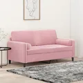Produktbild: 2-Sitzer-Sofa mit Zierkissen Rosa 140 cm Samt