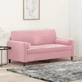 Produktbild: 2-Sitzer-Sofa mit Zierkissen Rosa 140 cm Samt